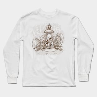 UFO Cow Outline Art Long Sleeve T-Shirt